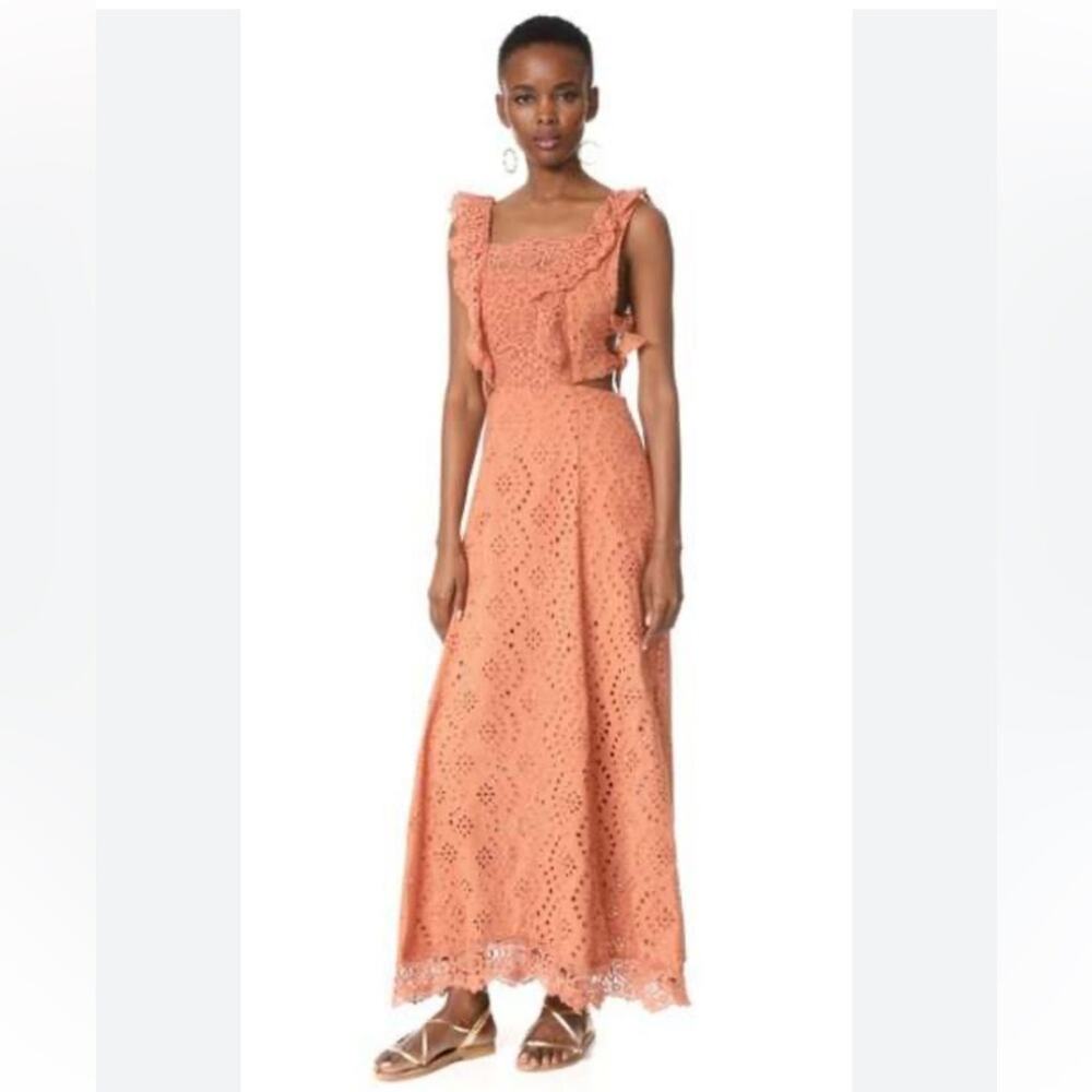 Nightcap x Carisa Rene Aimee Eyelet Copper Maxi Dress, EUC, Size XS MSRP $396 - Picture 3 of 15